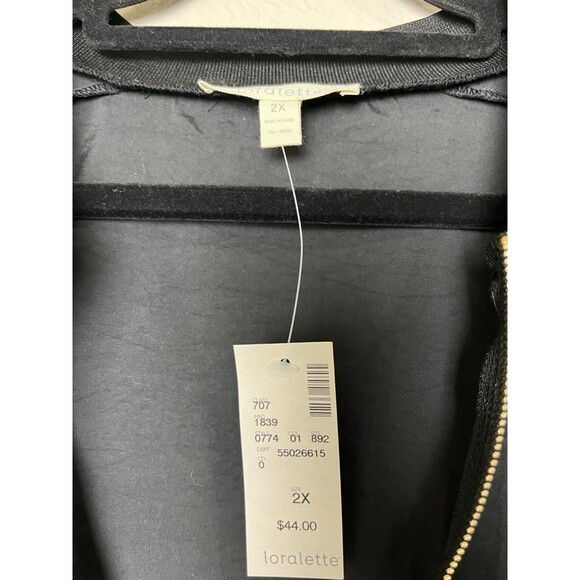 Silky Black Bomber Jacket Plus Size 2X Lightweight Women's NWT‎ Loralette - Picture 5 of 5